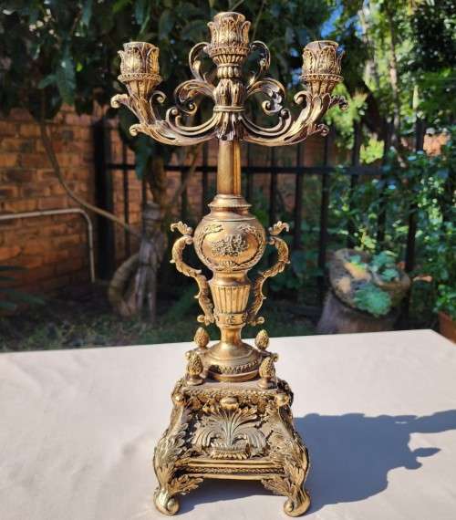 Candlesticks & Candle Snuffers AWESOME BAROQUE STYLE GOLD TONED